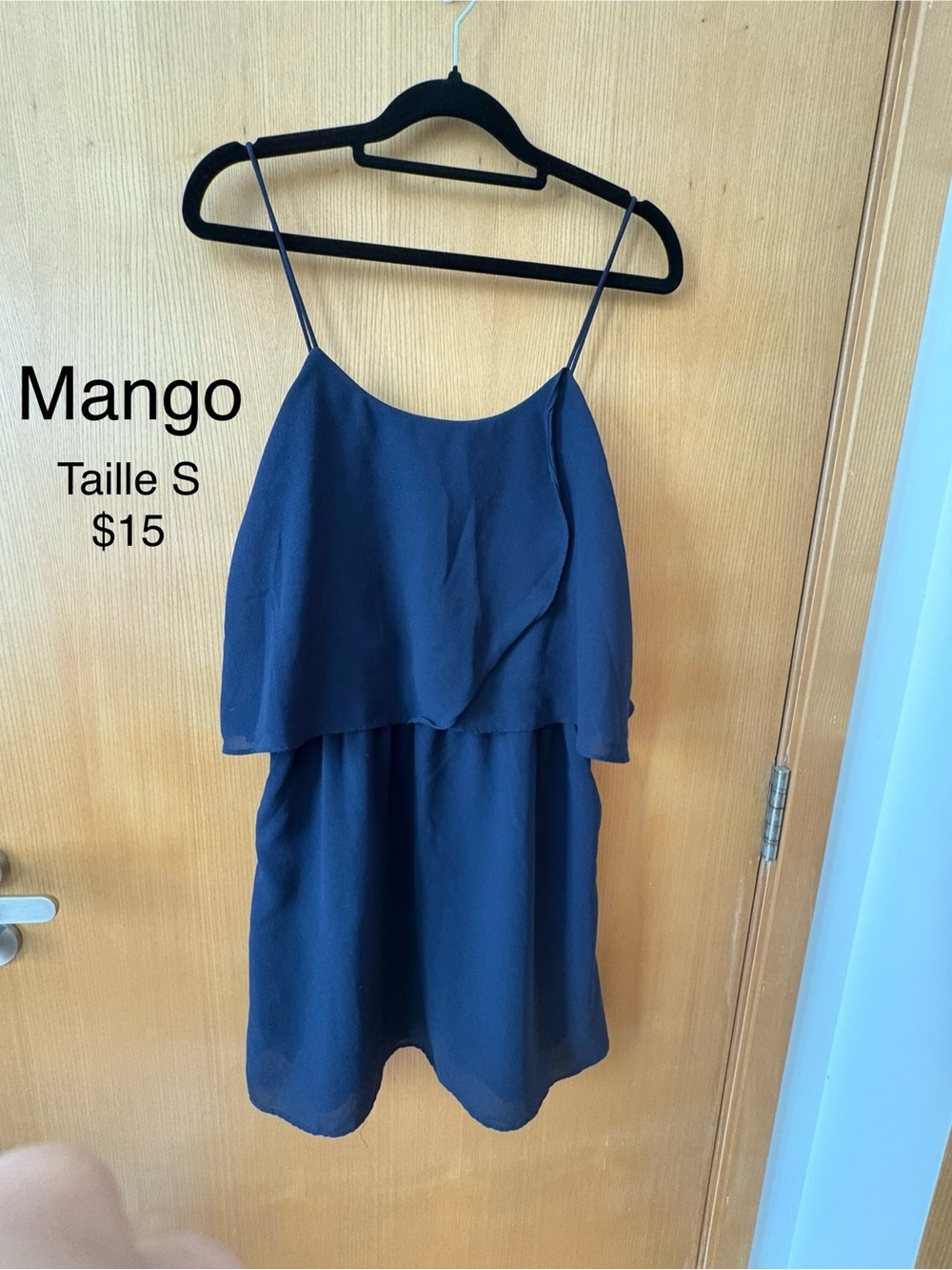 Mango Navy Spaghetti-Strap Layered Dress
